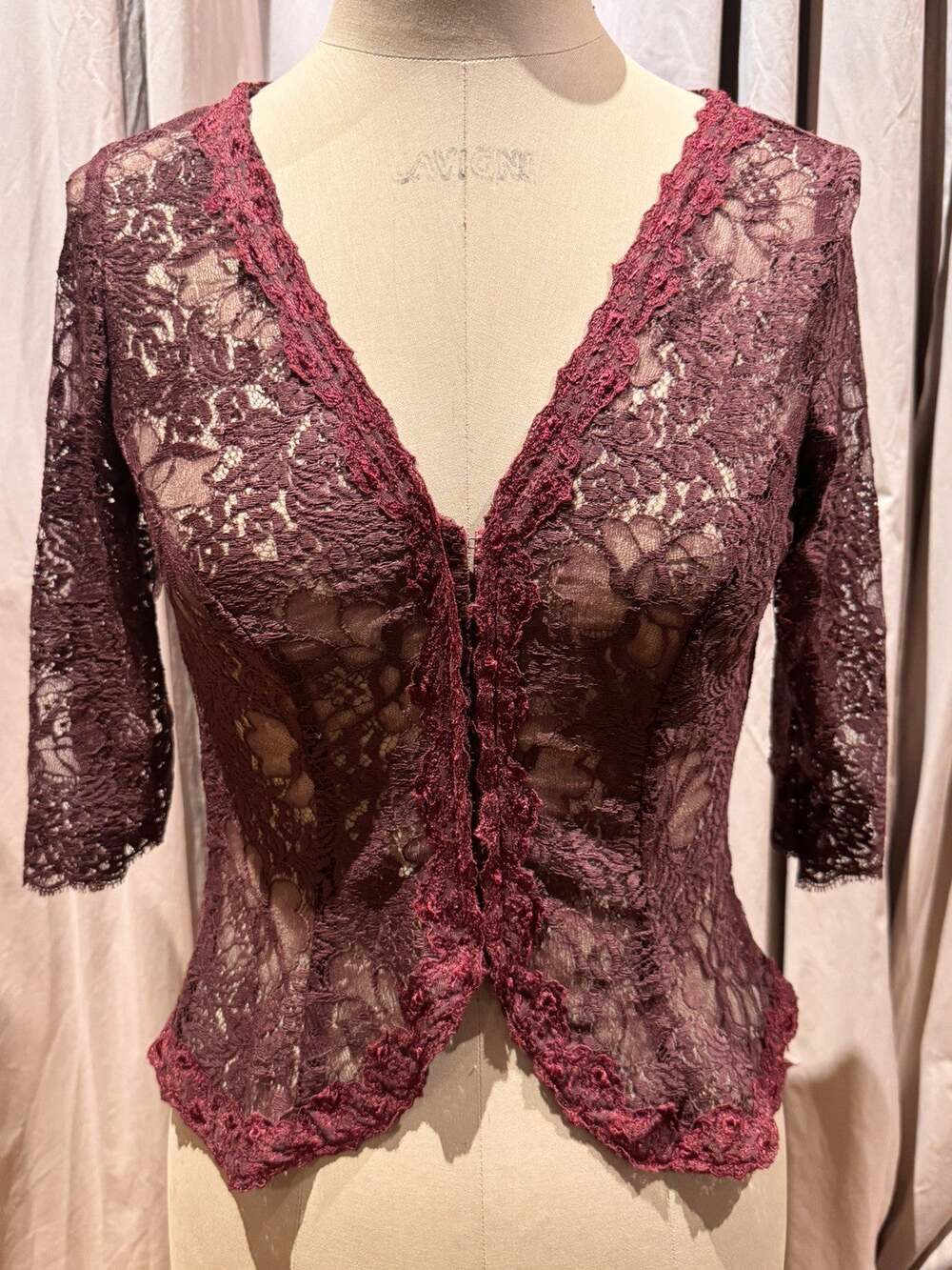 Vintage Ann Ferriday Stock Cotton Lace Hook N Eye Corset Top M